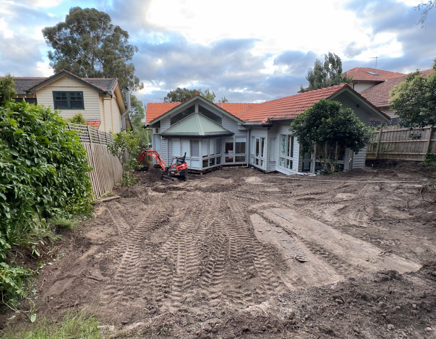 Backyard after tight access site cut